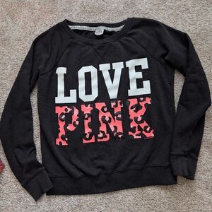 Victoria's Secret Love Pink Black Raglan Sleeve Top Size Medium